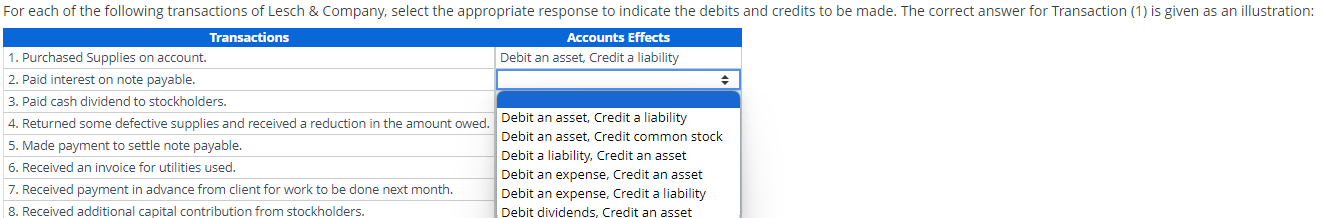 Solved For each of the following transactions of Lesch & | Chegg.com