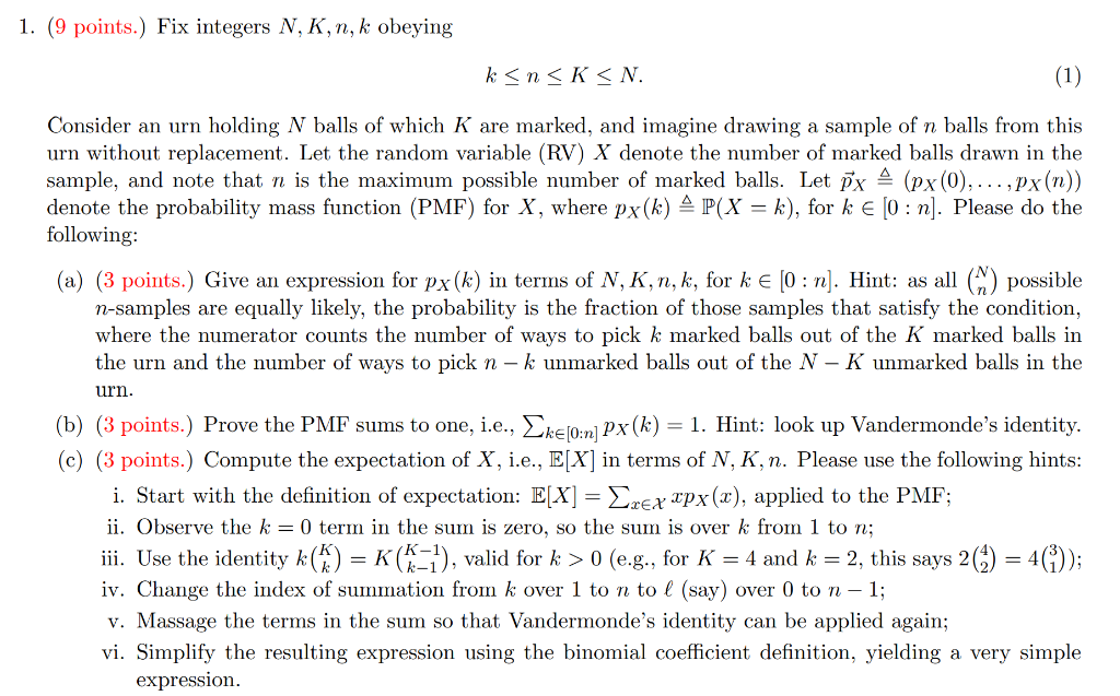 Solved 1 9 Points Fix Integers N K N K Obeying K≤n≤k≤n