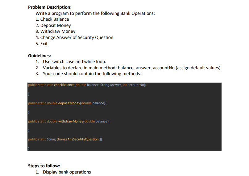 Solved Problem Description: Write a program to perform the | Chegg.com