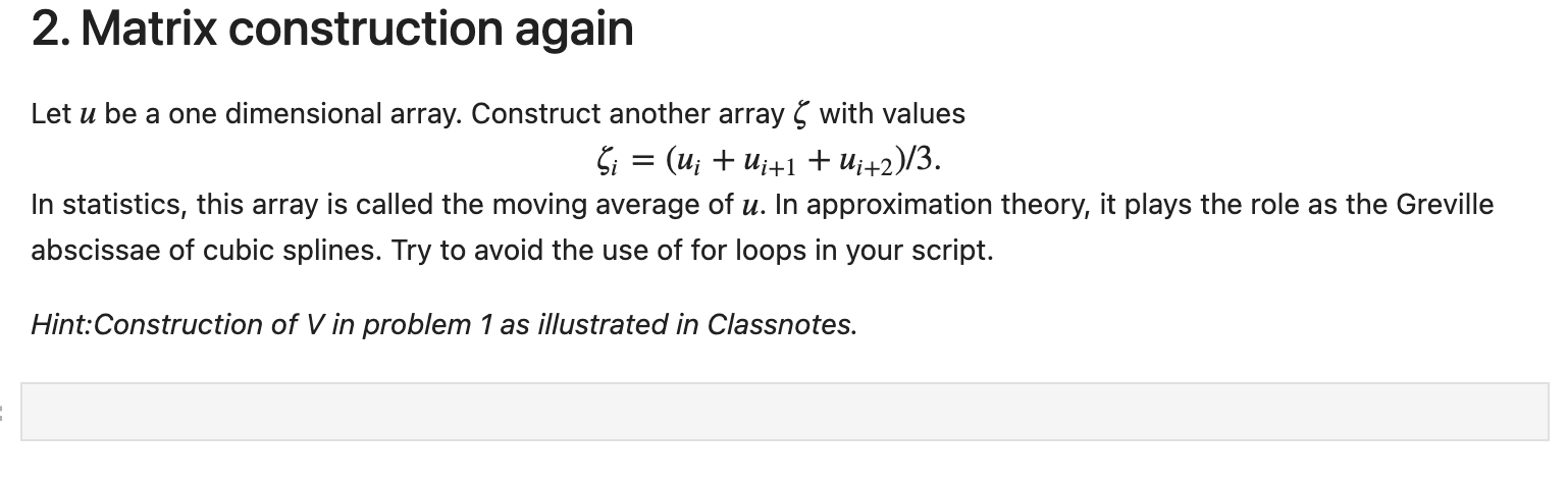Solved 2. Matrix construction again = Let u be a one | Chegg.com