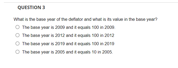 Solved What is the base year of the deflator and what is its | Chegg.com