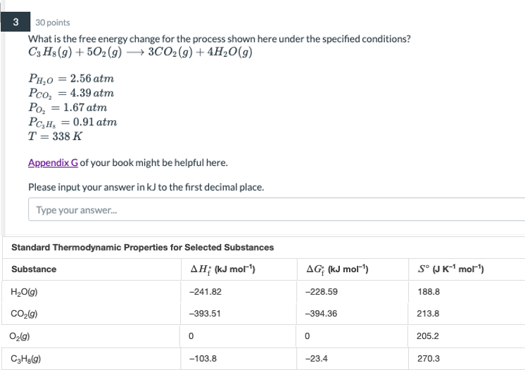Solved 3 30 points What is the free energy change for the | Chegg.com