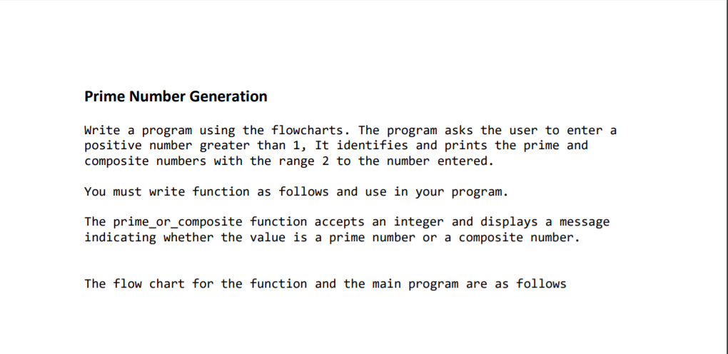 Solved Prime Number Generation Write a program using the | Chegg.com