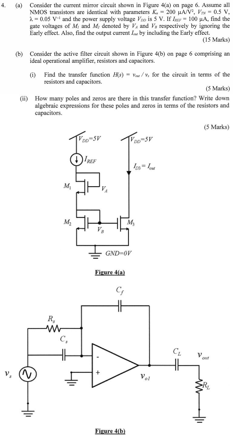 Solved 4. (a) Consider the current mirror circuit shown in | Chegg.com