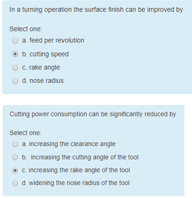 Solved In a turning operation the surface finish can be | Chegg.com