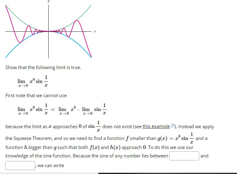 Solved Show that the following limit is true. 1 lim sin 10 | Chegg.com