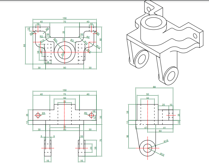 Solved 1. No need to draw ORTHOGONAL VIEWS and ISOMETRIC | Chegg.com