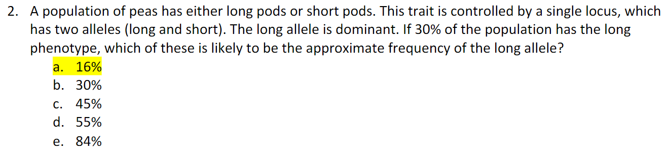 Solved a. 2. A population of peas has either long pods or | Chegg.com