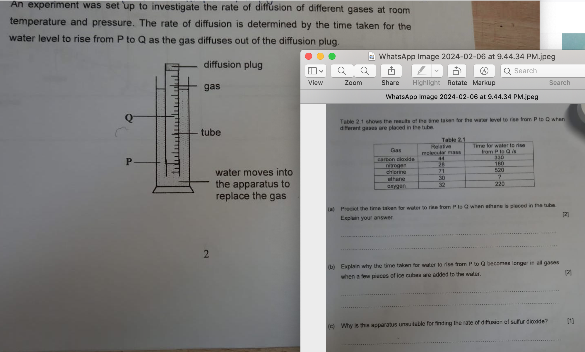 Solved An experiment was set up to investigate the rate of | Chegg.com