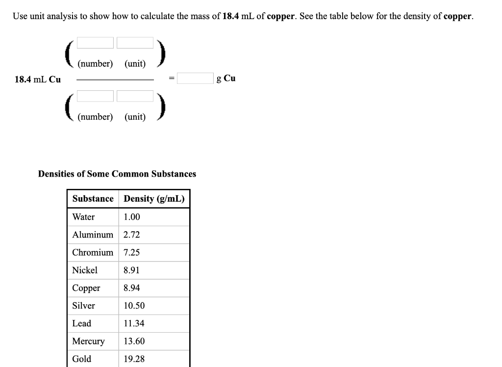 Solved Use unit analysis to show how to calculate the mass