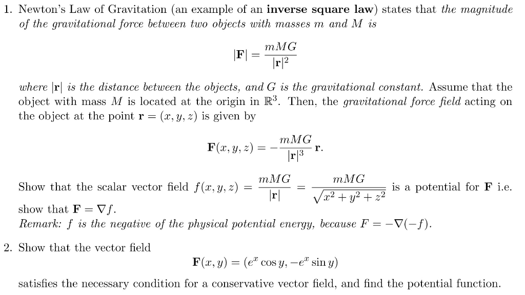 1 Newton S Law Of Gravitation An Example Of An Chegg Com