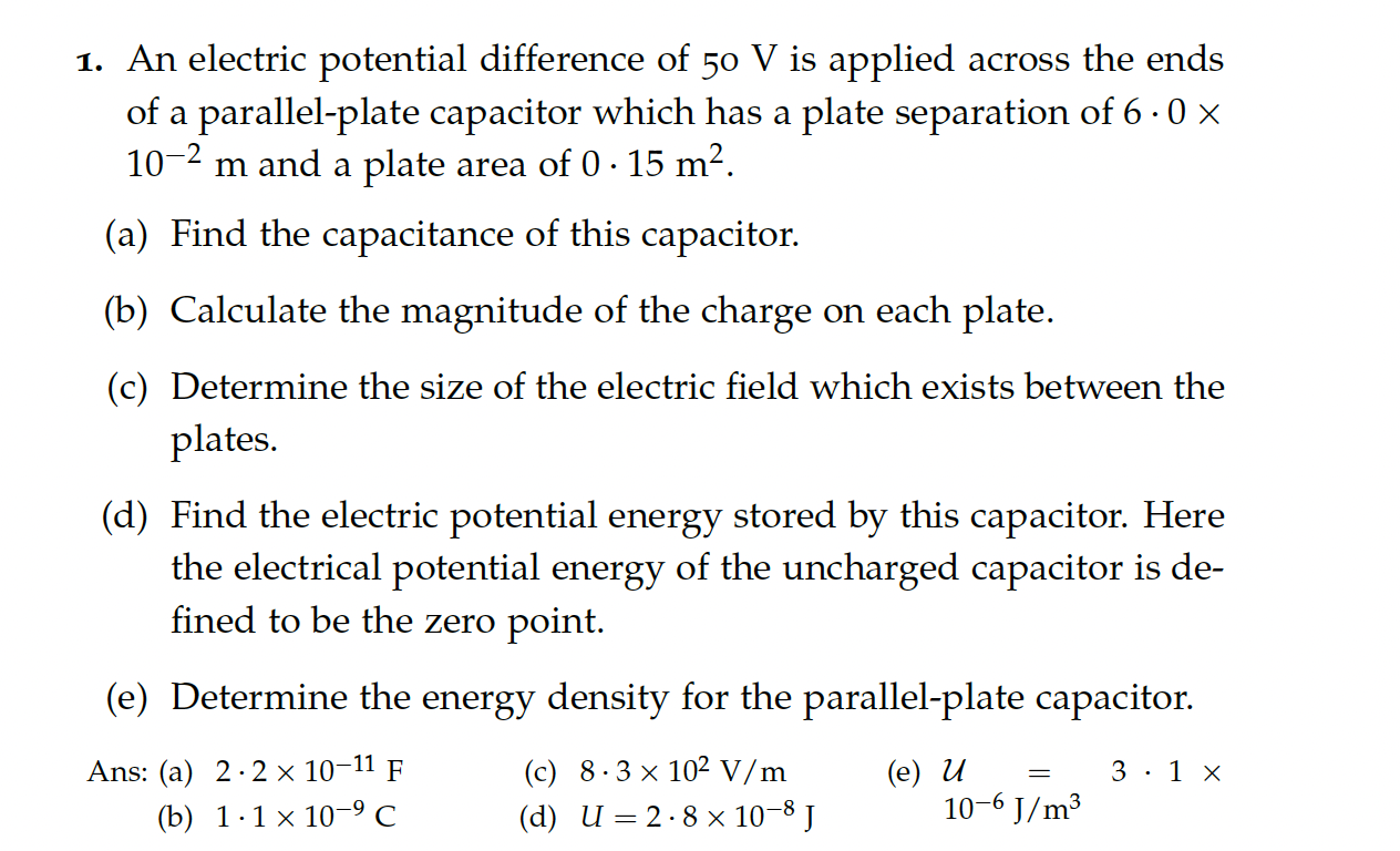 Solved 1. An electric potential difference of 50 V is | Chegg.com