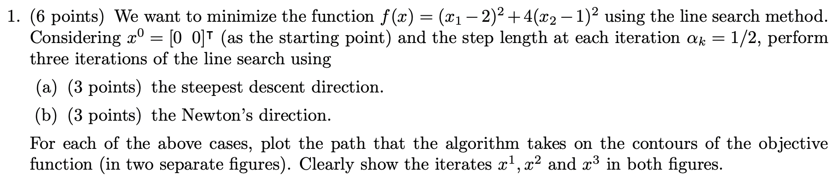 Solved (6 ﻿points) ﻿We want to minimize the function | Chegg.com