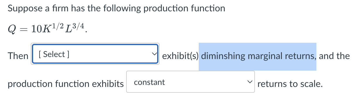 Solved Suppose a firm has the following production function | Chegg.com