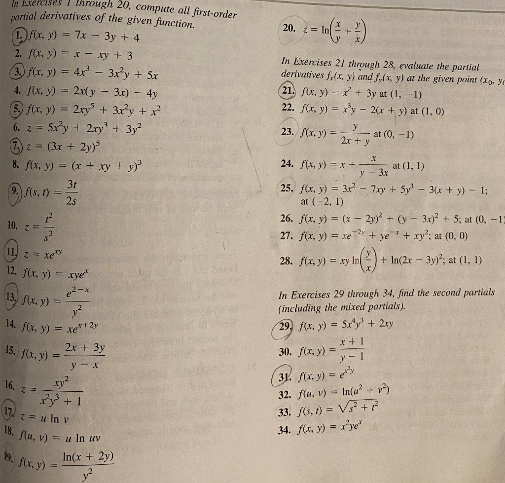 Solved In Exercises I Through Compute All First Order Chegg Com