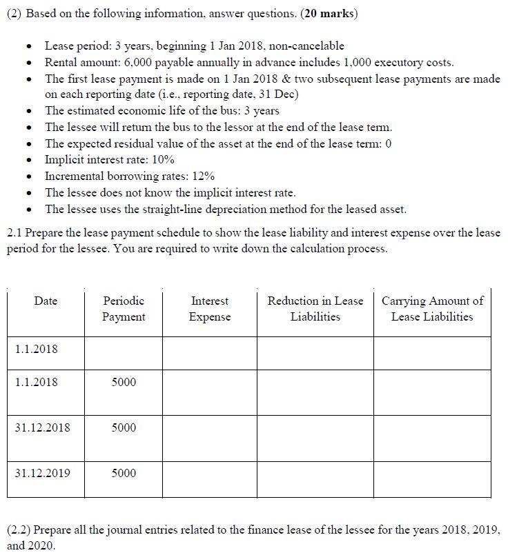 Solved (2) Based on the following information, answer