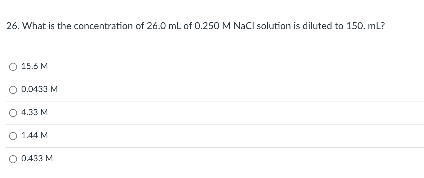 Solved 26. What is the concentration of 26.0 mL of | Chegg.com