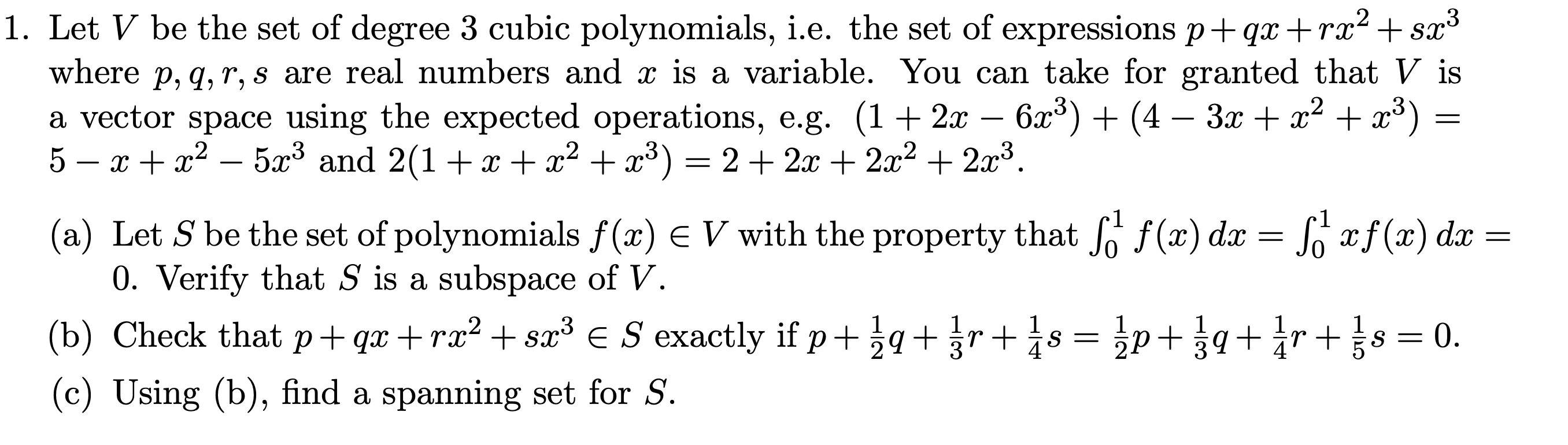 Solved Let V Be The Set Of Degree 3 Cubic Polynomials I Chegg Com