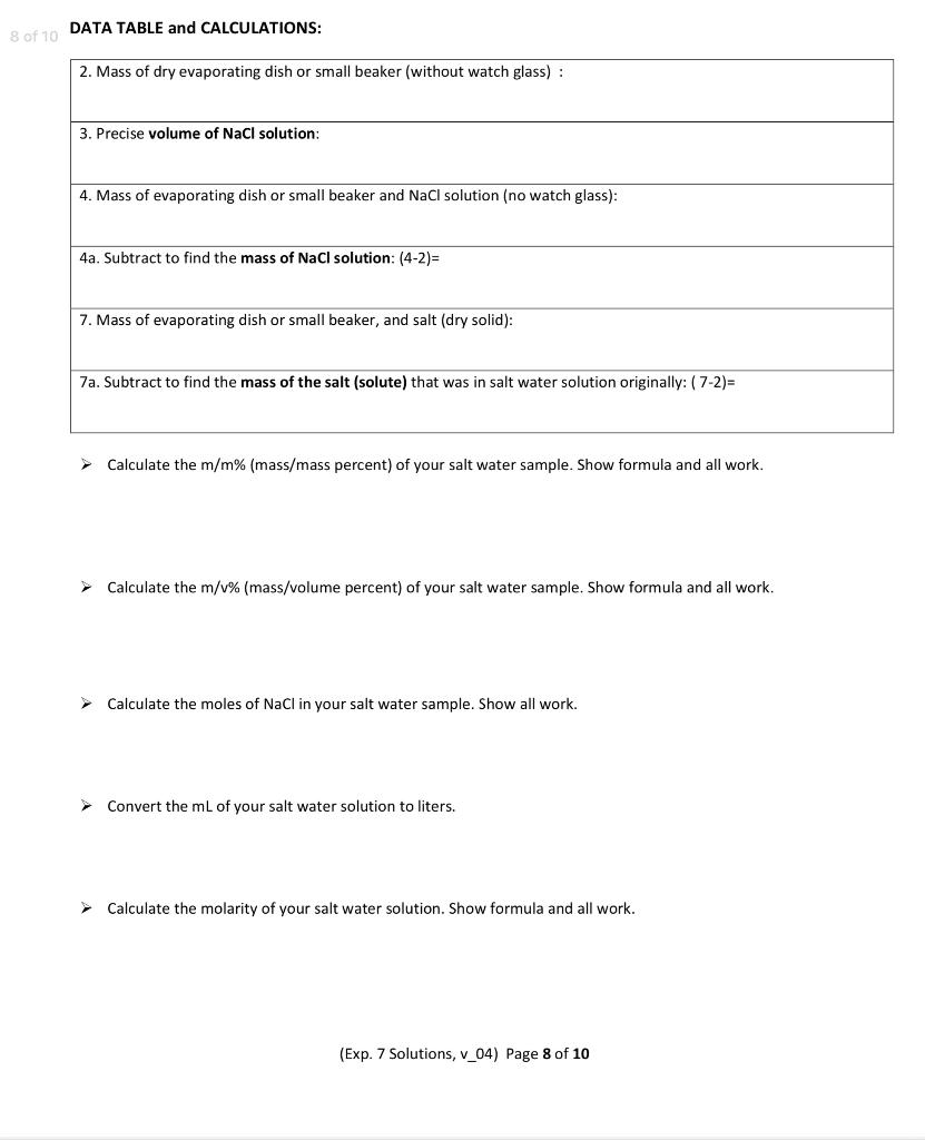 Solved POST-LAB QUESTIONS - Show formulas and all work to | Chegg.com