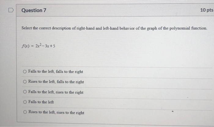 Solved Question 7 10 Pts Select The Correct Description Of | Chegg.com