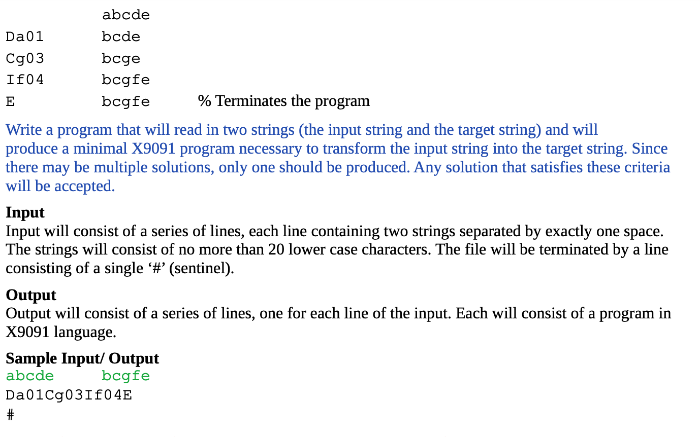 Write a program that will read in two strings (the | Chegg.com