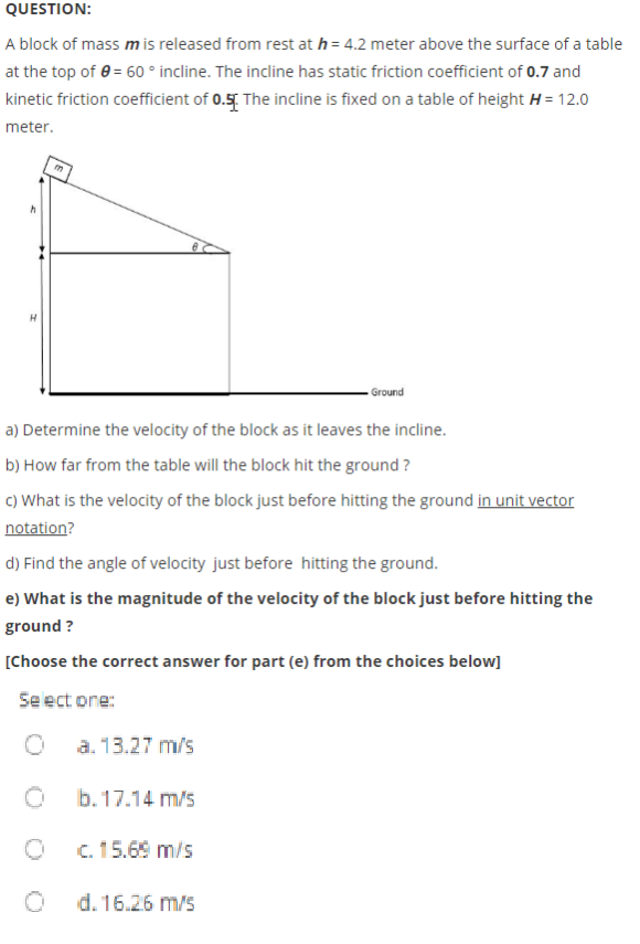 Solved QUESTION: A Block Of Mass M Is Released From Rest At | Chegg.com