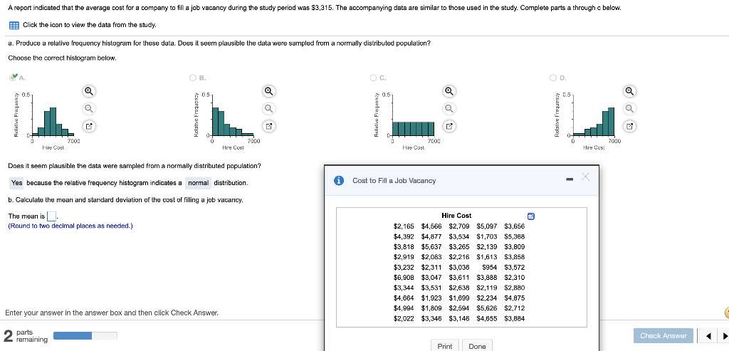 Solved A report indicated that the average cost for a | Chegg.com