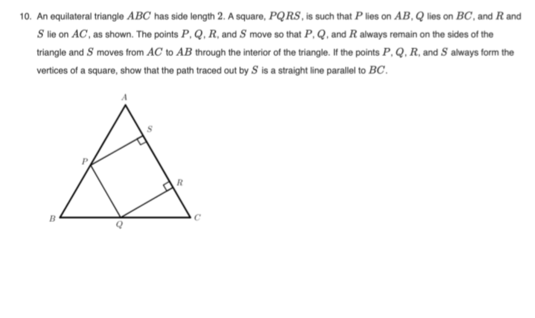 Solved 10. An equilateral triangle ABC has side length 2. A | Chegg.com