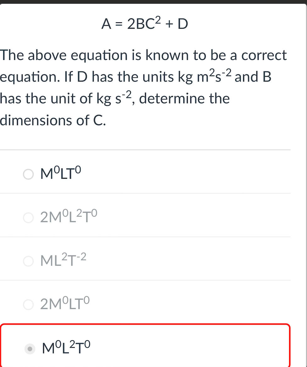 Solved A=2BC2+D The above equation is known to be a correct | Chegg.com
