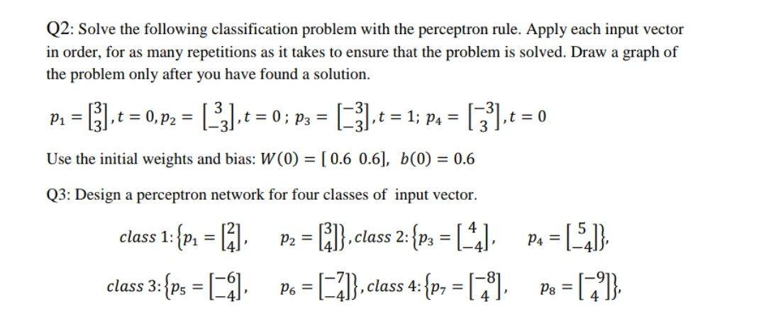 Solved Q2: Solve the following classification problem with | Chegg.com