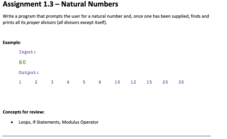 Solved Assignment 1.3 - Natural Numbers Write a program that | Chegg.com