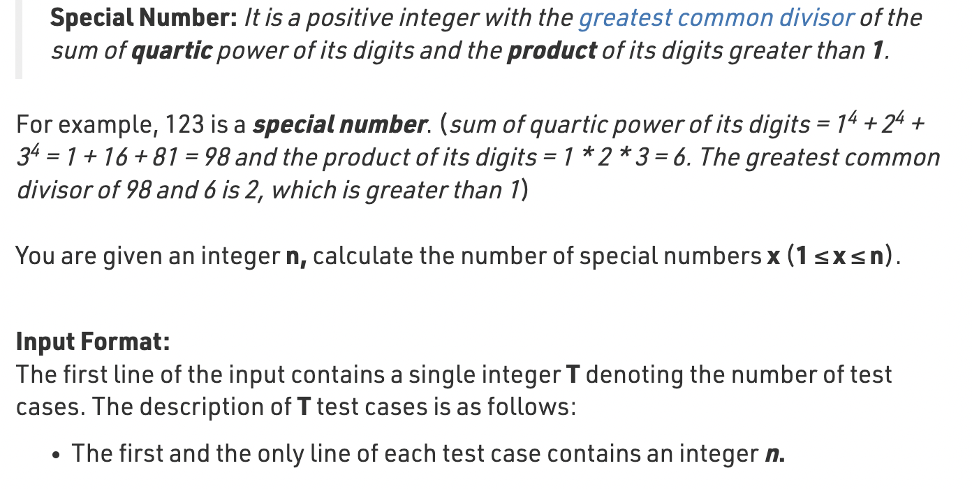 Solved Special Number: It is a positive integer with the | Chegg.com