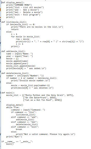 Solved . You will modify the Movie List program so that the | Chegg.com