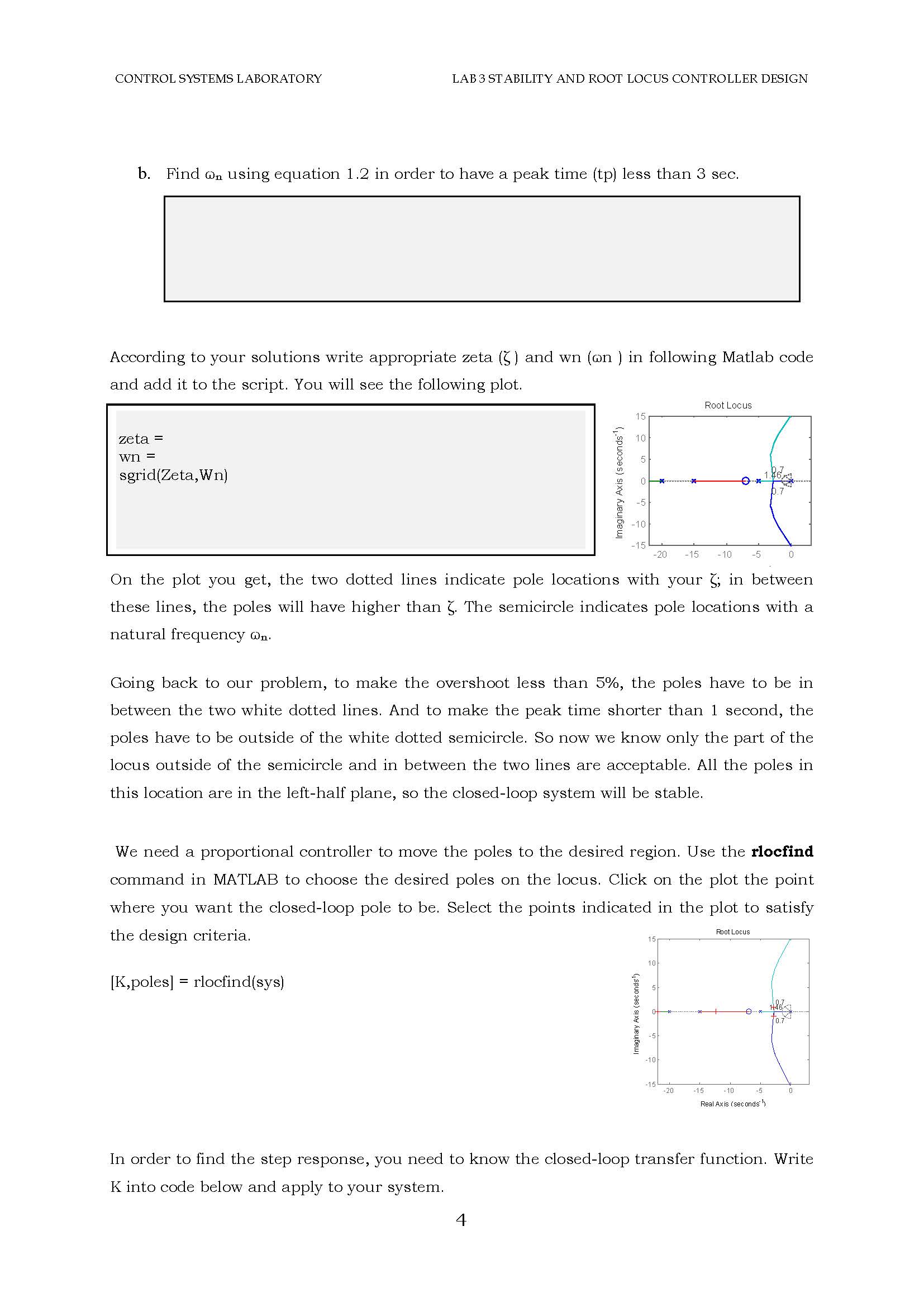 Solved LABORATORY 3: STABILITY AND ROOT LOCUS CONTROLLER | Chegg.com