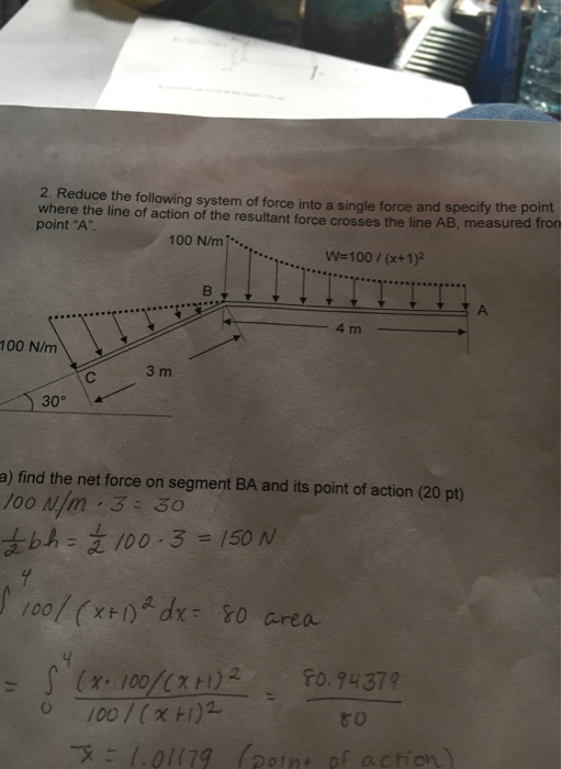 Solved 2. Reduce the following system of force into a single | Chegg.com