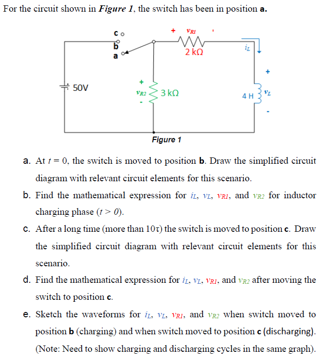 Solved For the circuit shown in Figure 1, the switch has | Chegg.com