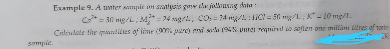 Solved Example 9. A water sample on analysis gave the | Chegg.com
