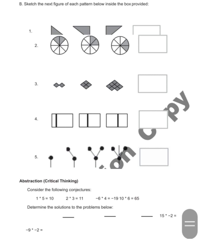 Solved B. Sketch The Next Figure Of Each Pattern Below | Chegg.com