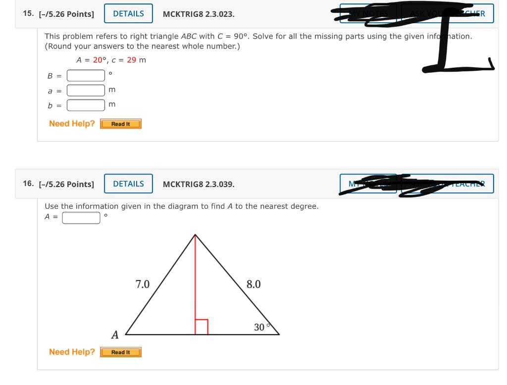 Solved 15 5 26 Points Details Mcktrig8 2 3 023 Susr Chegg Com