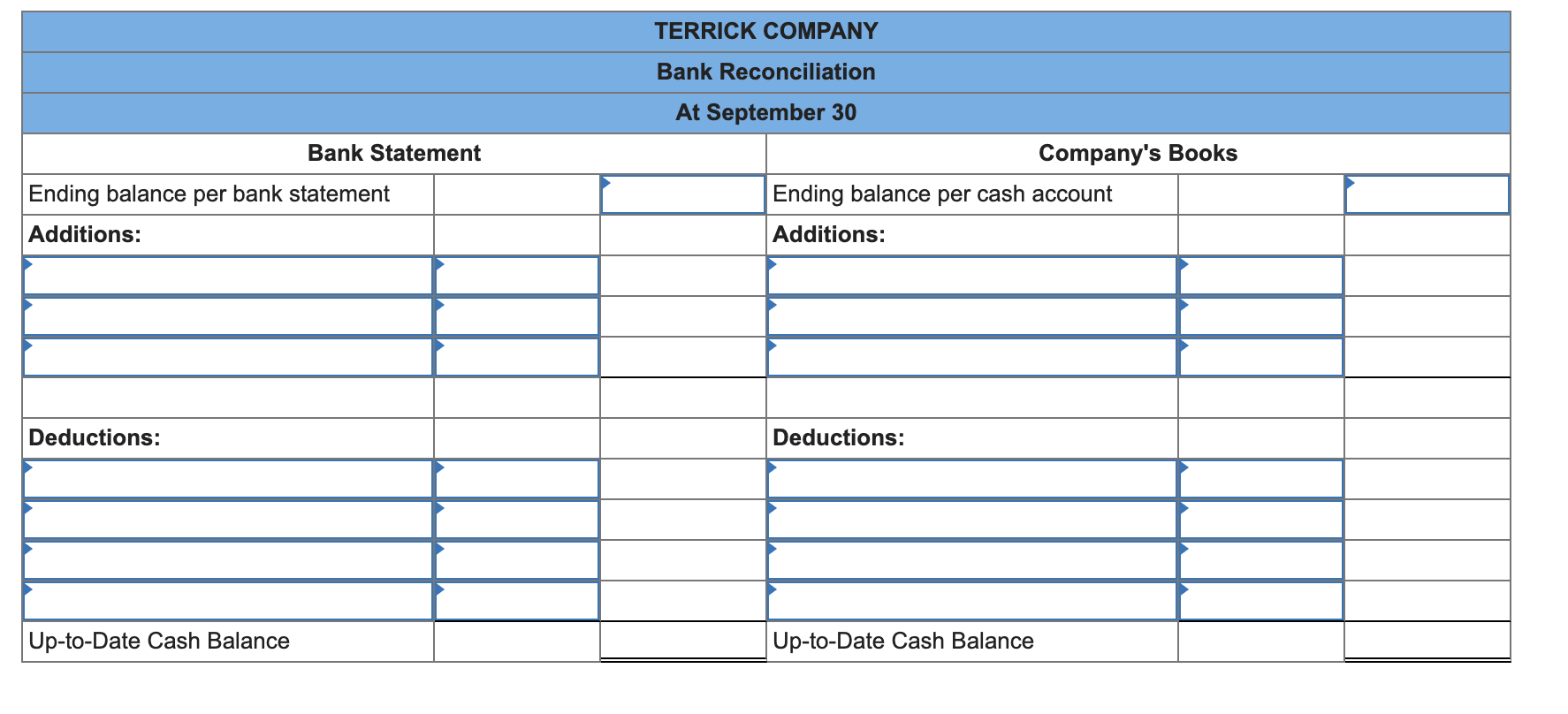 Solved The September bank statement and cash T-account for | Chegg.com