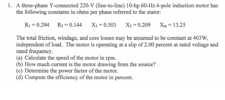 Solved 2. For The Motor Described In Problem 1 Above, | Chegg.com