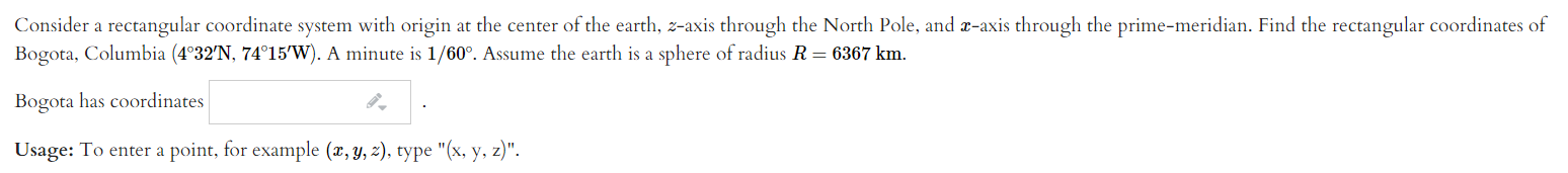 Solved Consider a rectangular coordinate system with origin | Chegg.com
