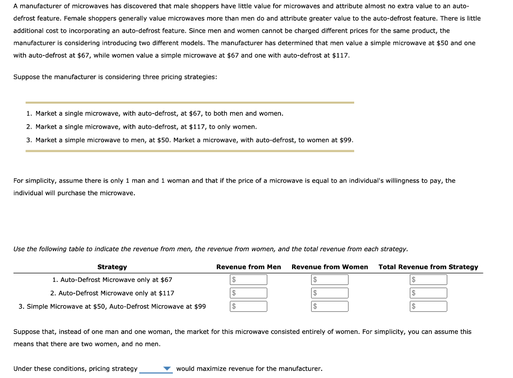 Solved A manufacturer of microwaves has discovered that male