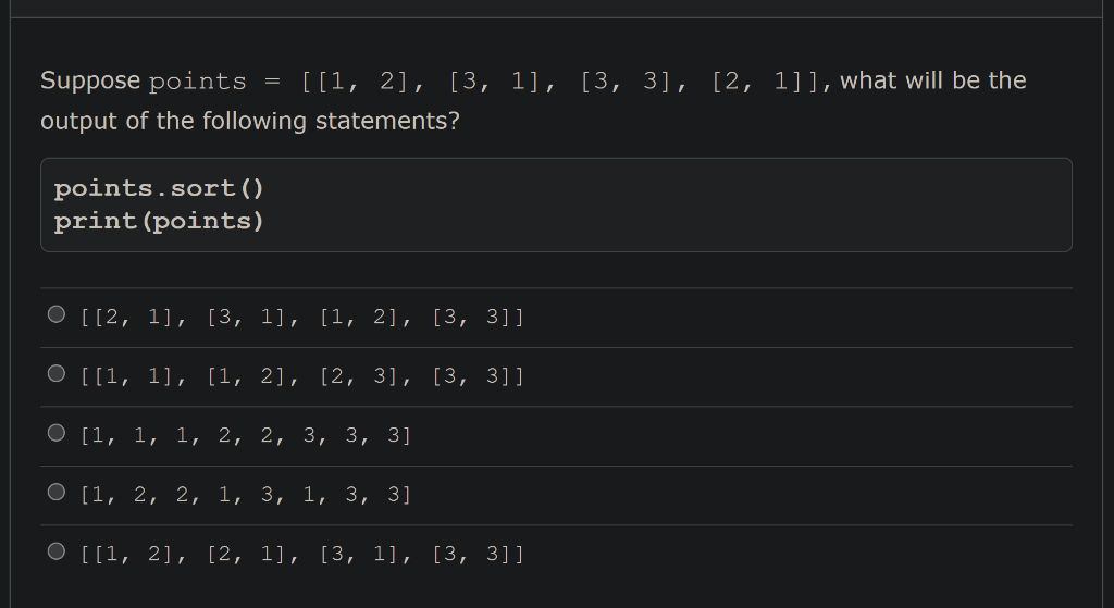 Solved Suppose points = [[1, 2], [3, 1], [3, 3], [2, 1]], | Chegg.com