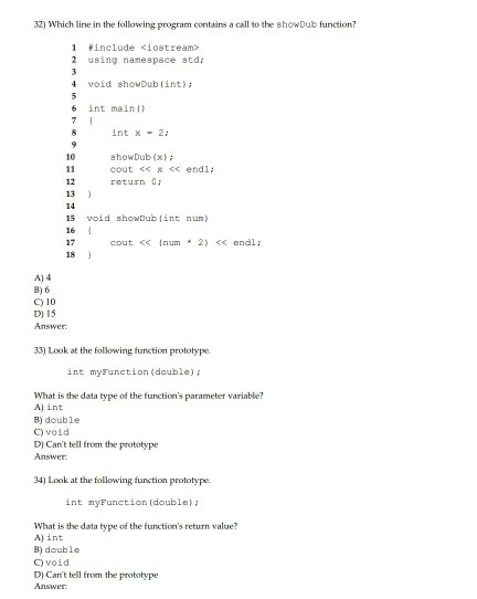 Solved 32) Which line in the following program contains a | Chegg.com