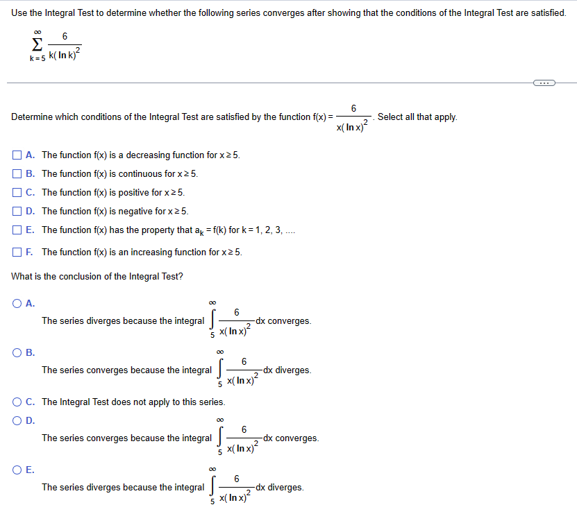 Solved Use the Integral Test to determine whether the | Chegg.com
