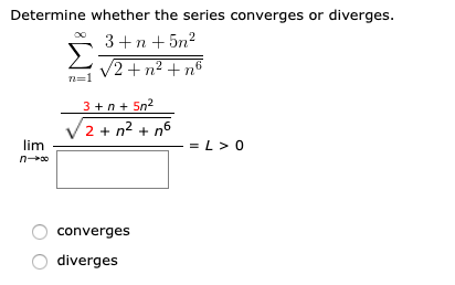 converges diverges n6 n2 5n 5n2