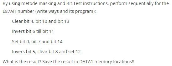 By using metode masking and Bit Test instructions, | Chegg.com