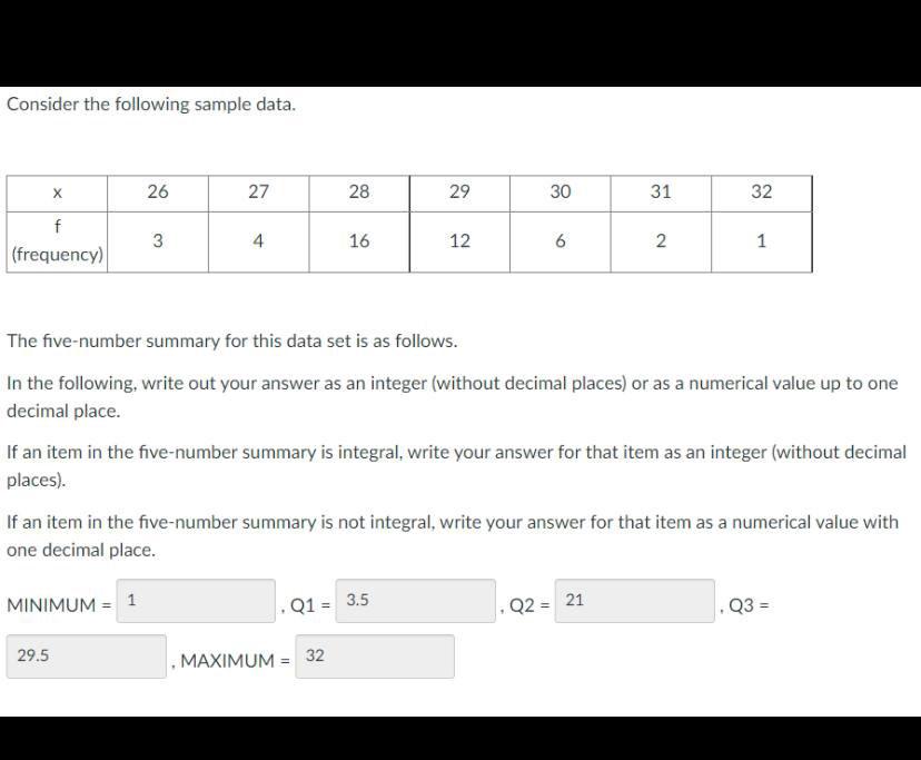 Solved Consider the following sample data. X 26 27 28 29 30 | Chegg.com