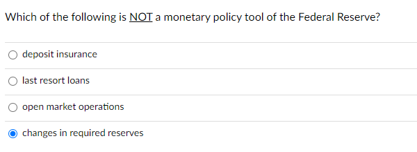 Solved Which of the following is NOT a monetary policy tool | Chegg.com